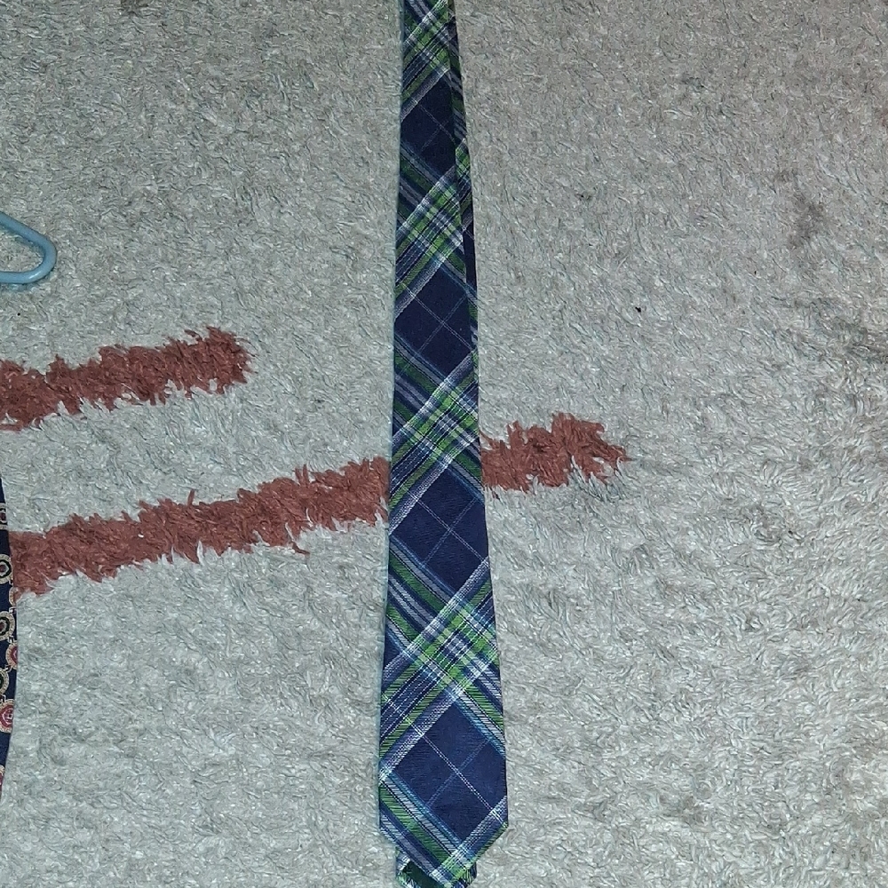 Ralph Lauren Navy and Green Plaid Tie